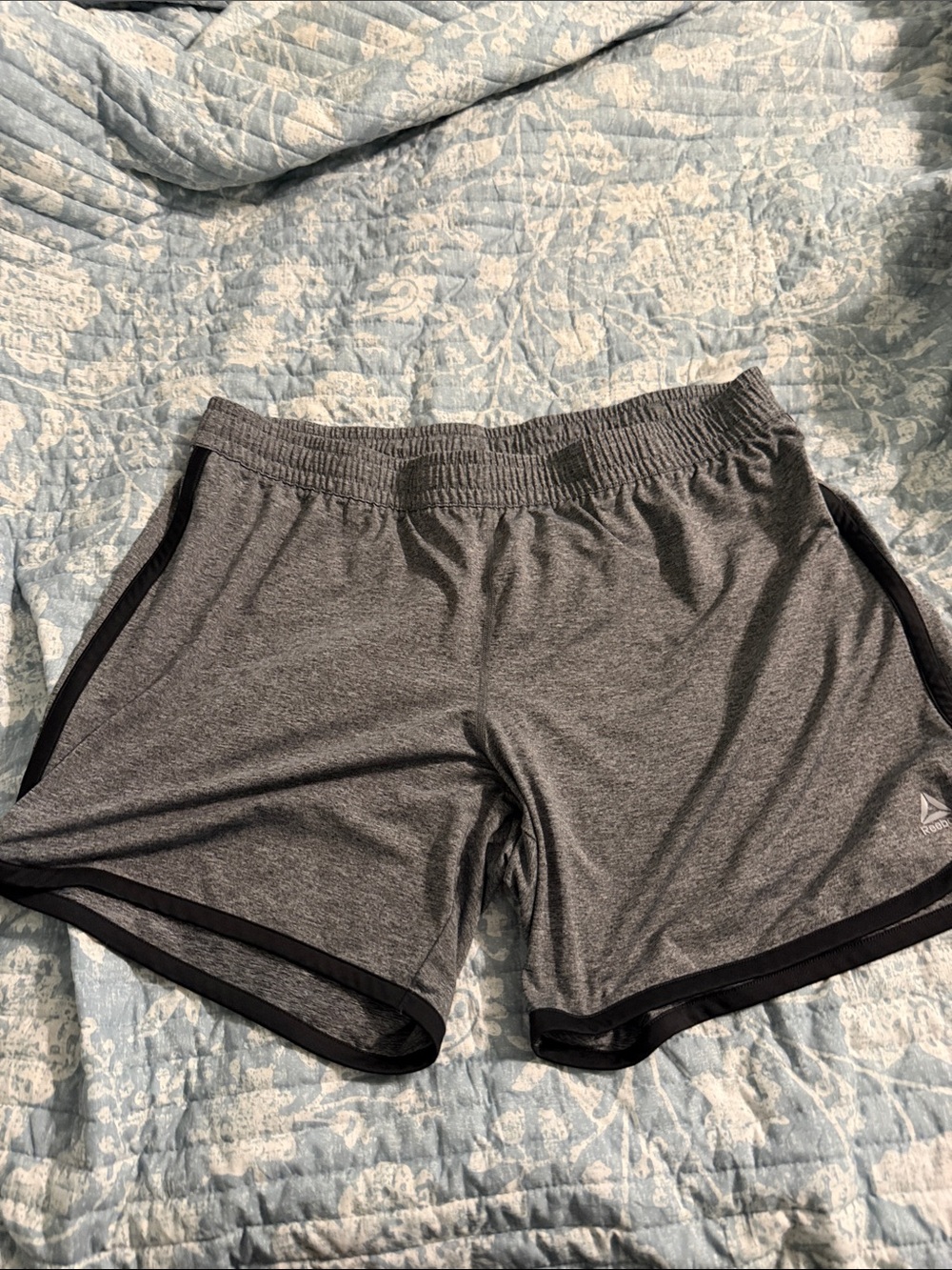 Reebok Women's Heather Gray Athletic Shorts with Black Trim
